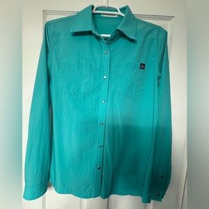 Teal Button-Up Blouse